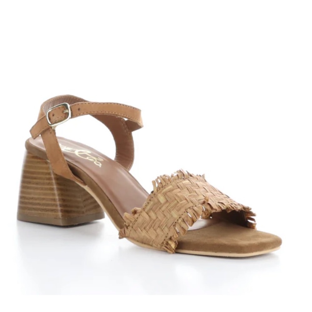 Bos. & Co. Gera Raffia Block Heel Sandals Size 5 NWT